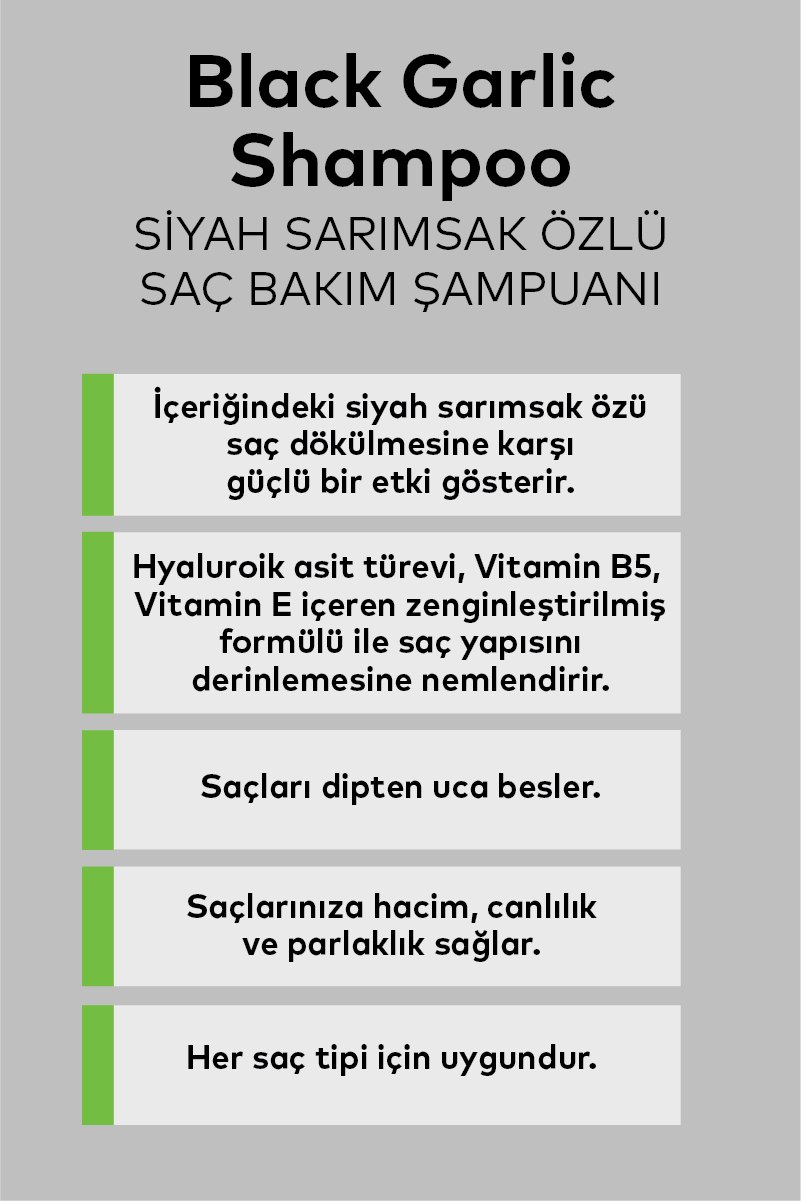 Siyah Sarımsak Şampuanı Aloe Vera İlaveli 400 ML